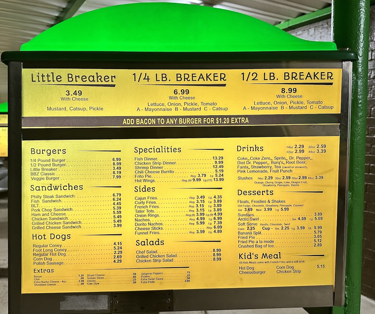 Breaker Drive-In Menu - Image 1